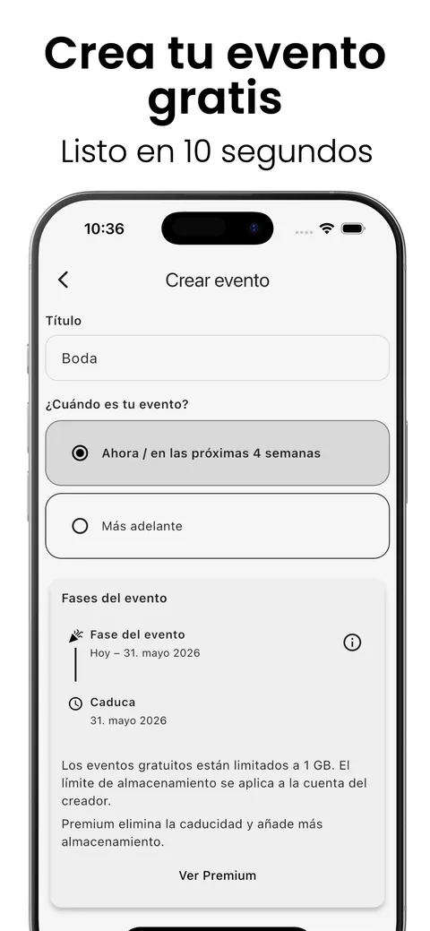 Crea tu evento gratis