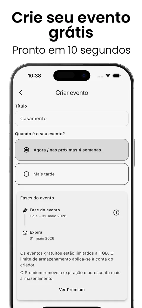 Crie seu evento grátis