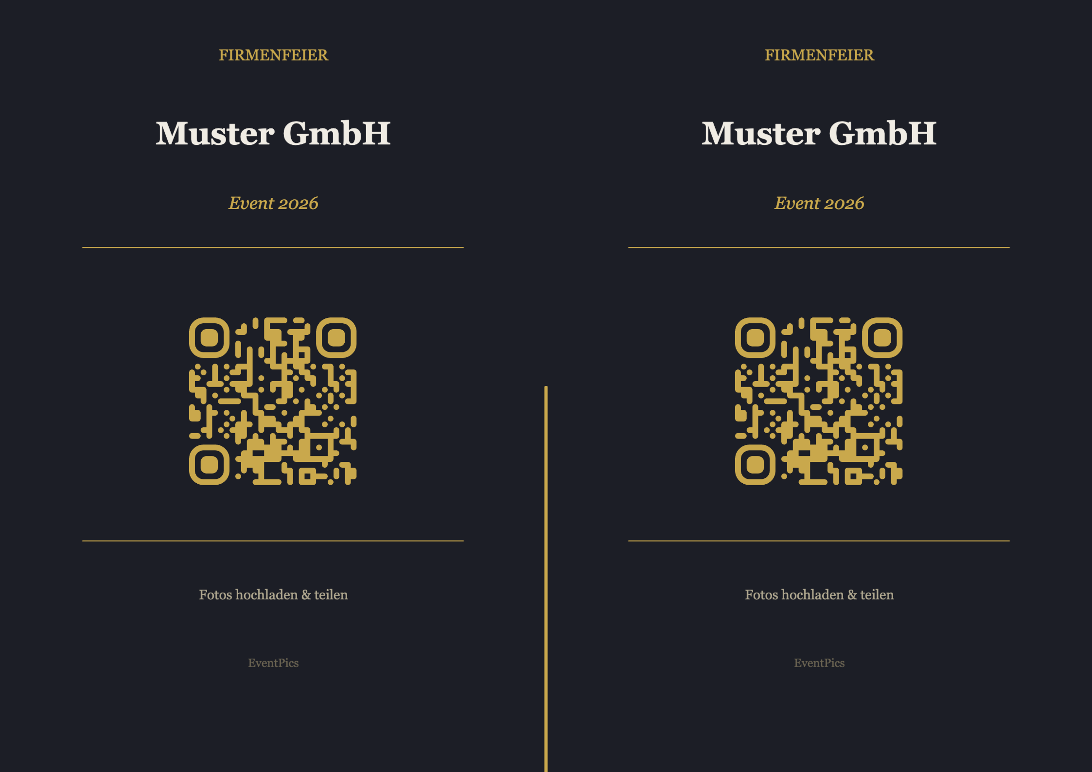 Firmenfeier QR-Code Aufsteller Vorlage – Modern A4 Querformat