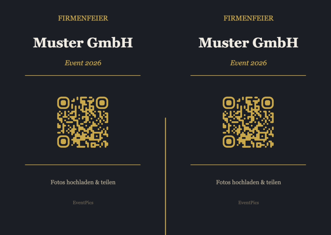Firmenfeier QR-Code Aufsteller Vorlage – Modern A6 Querformat