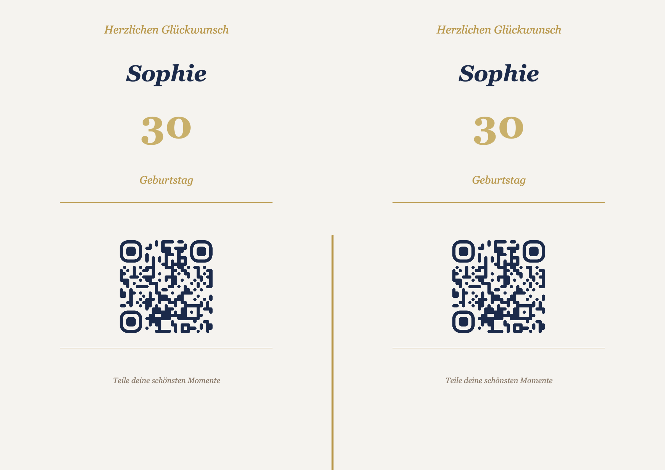 Geburtstag QR-Code Aufsteller Vorlage – Elegant A4 Querformat