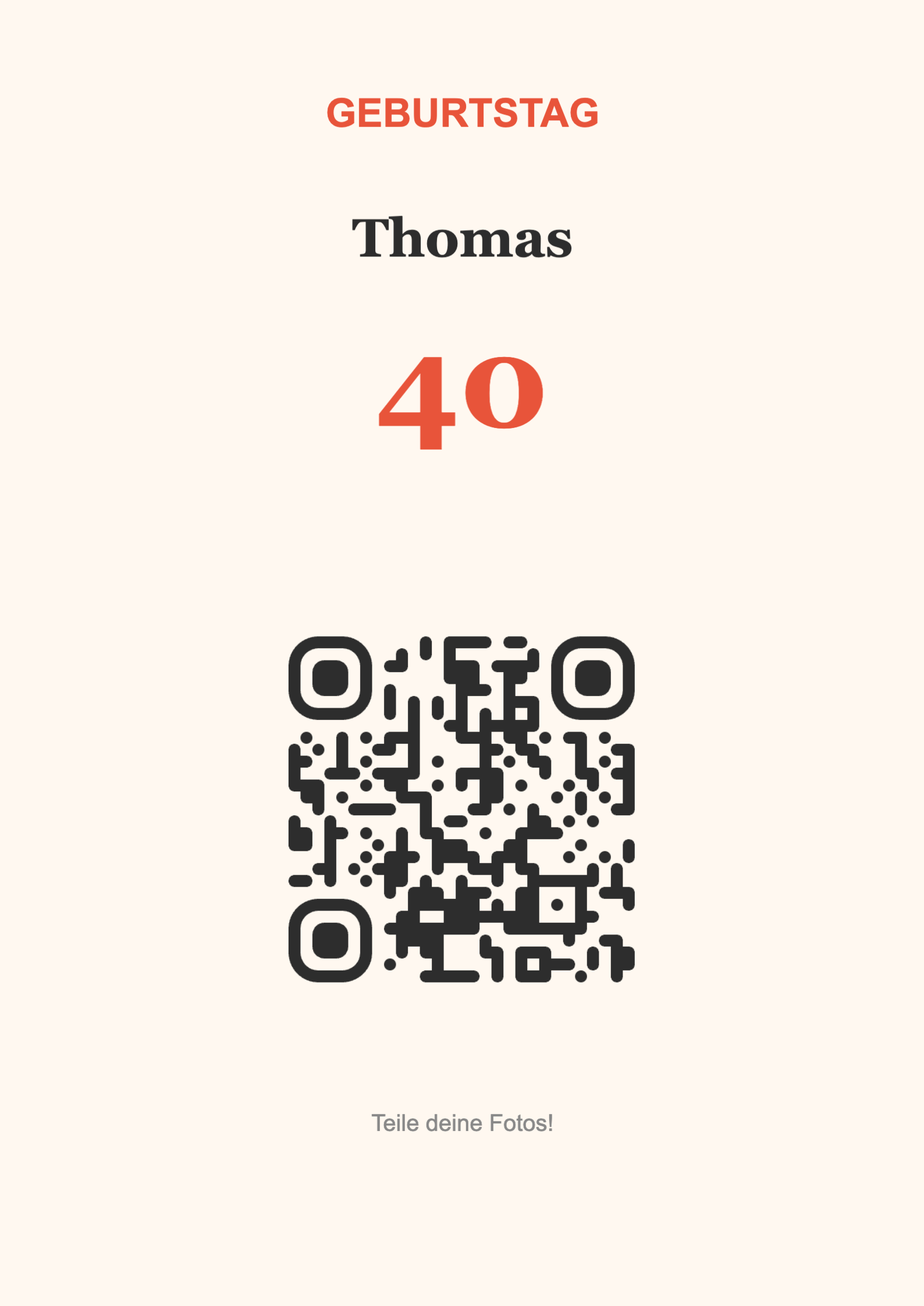 Geburtstag QR-Code Aufsteller Vorlage – Festlich A4 Hochformat