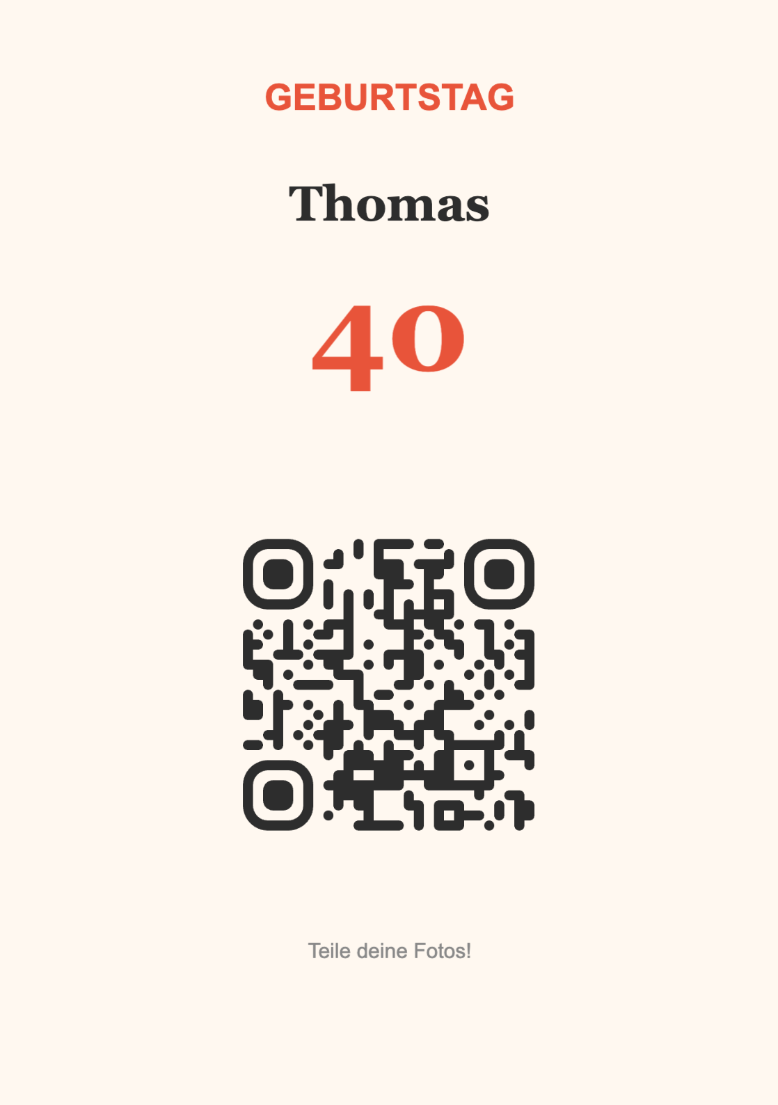 Geburtstag QR-Code Aufsteller Vorlage – Festlich A5 Hochformat