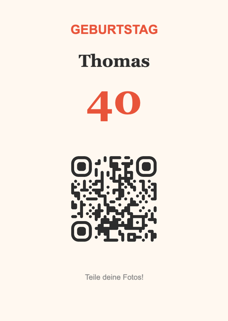 Geburtstag QR-Code Aufsteller Vorlage – Festlich A6 Hochformat
