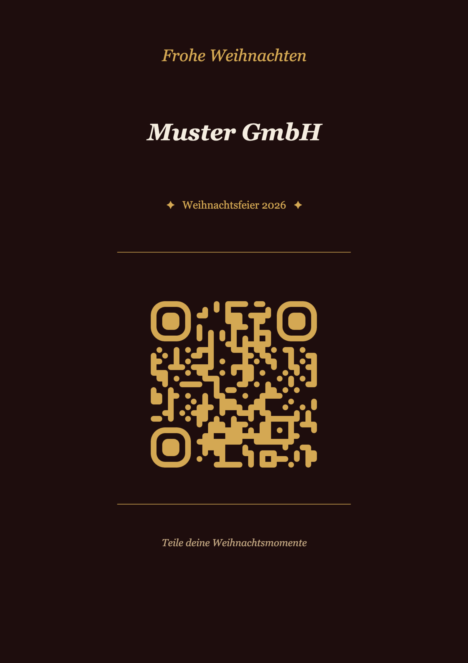 Weihnachten QR-Code Tischkarte Vorlage – Elegant A4 Hochformat