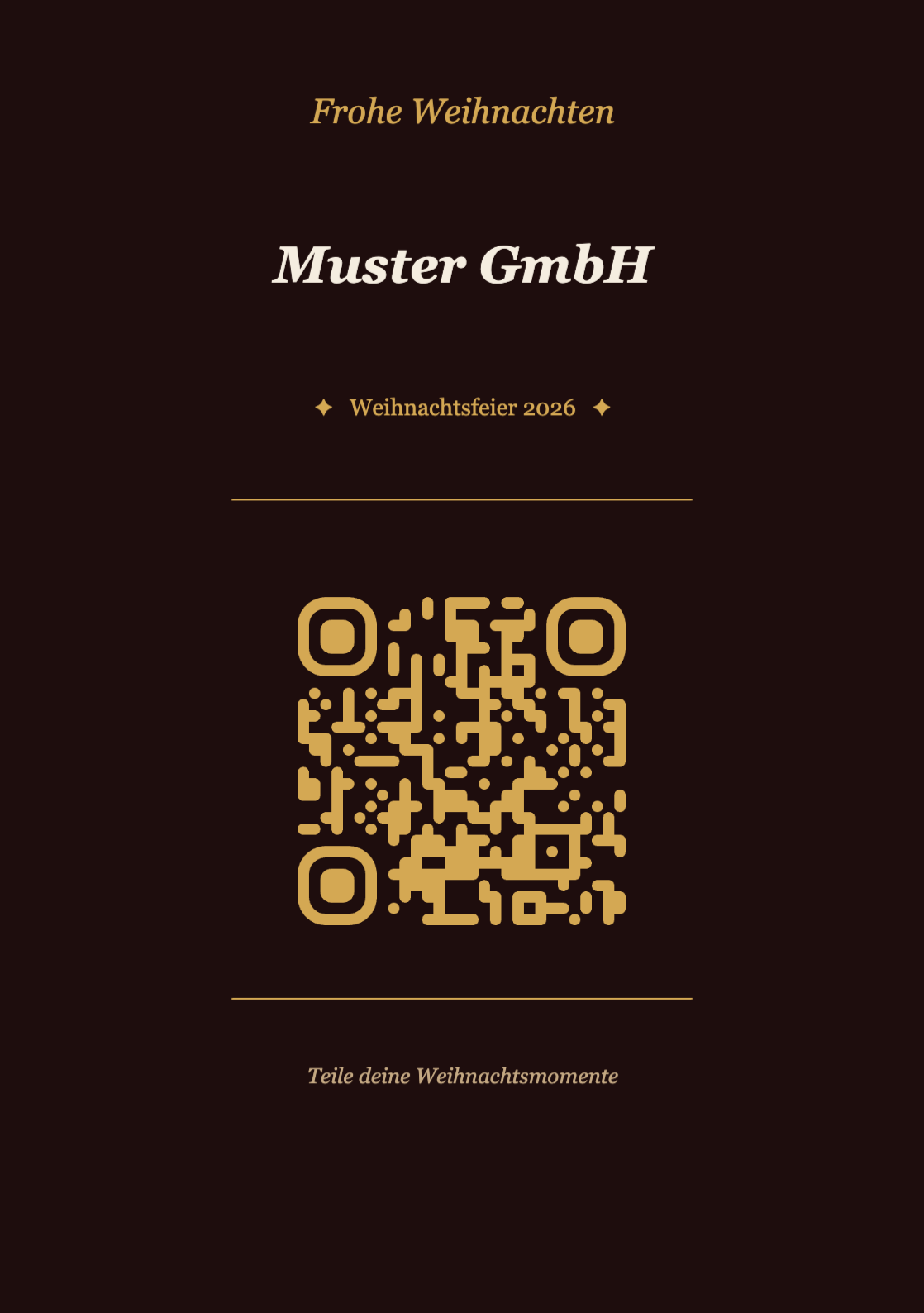 Weihnachten QR-Code Tischkarte Vorlage – Elegant A5 Hochformat