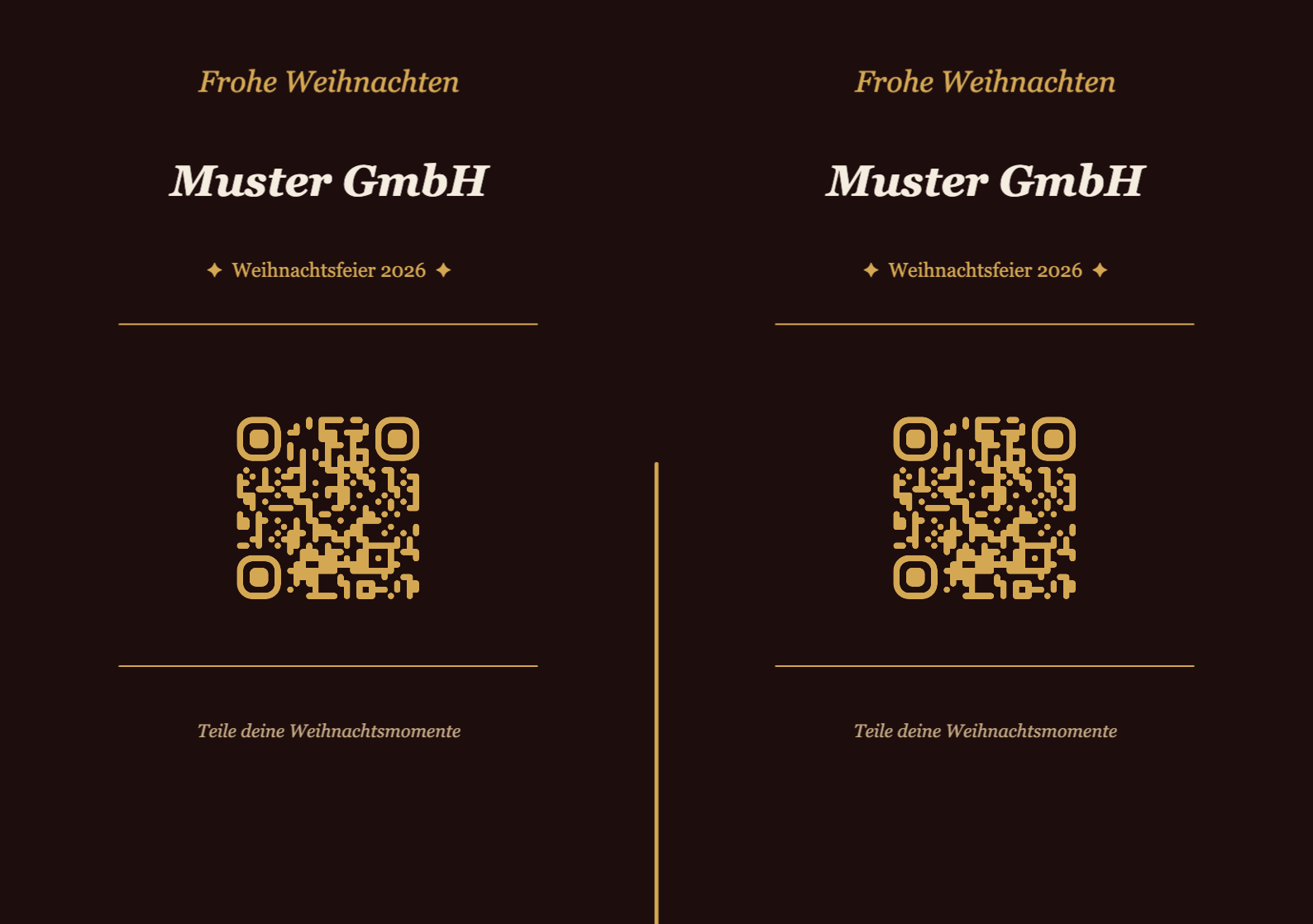 Weihnachten QR-Code Tischkarte Vorlage – Elegant A5 Querformat