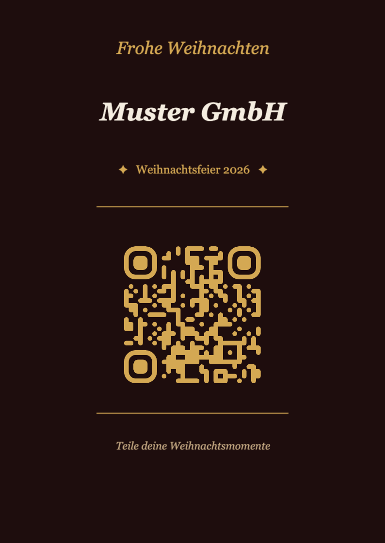 Weihnachten QR-Code Tischkarte Vorlage – Elegant A6 Hochformat