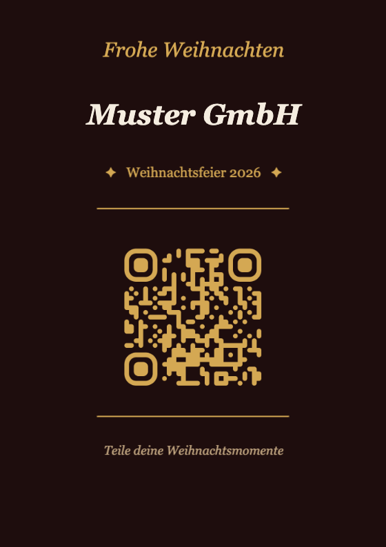 Weihnachten QR-Code Tischkarte Vorlage – Elegant A7 Hochformat