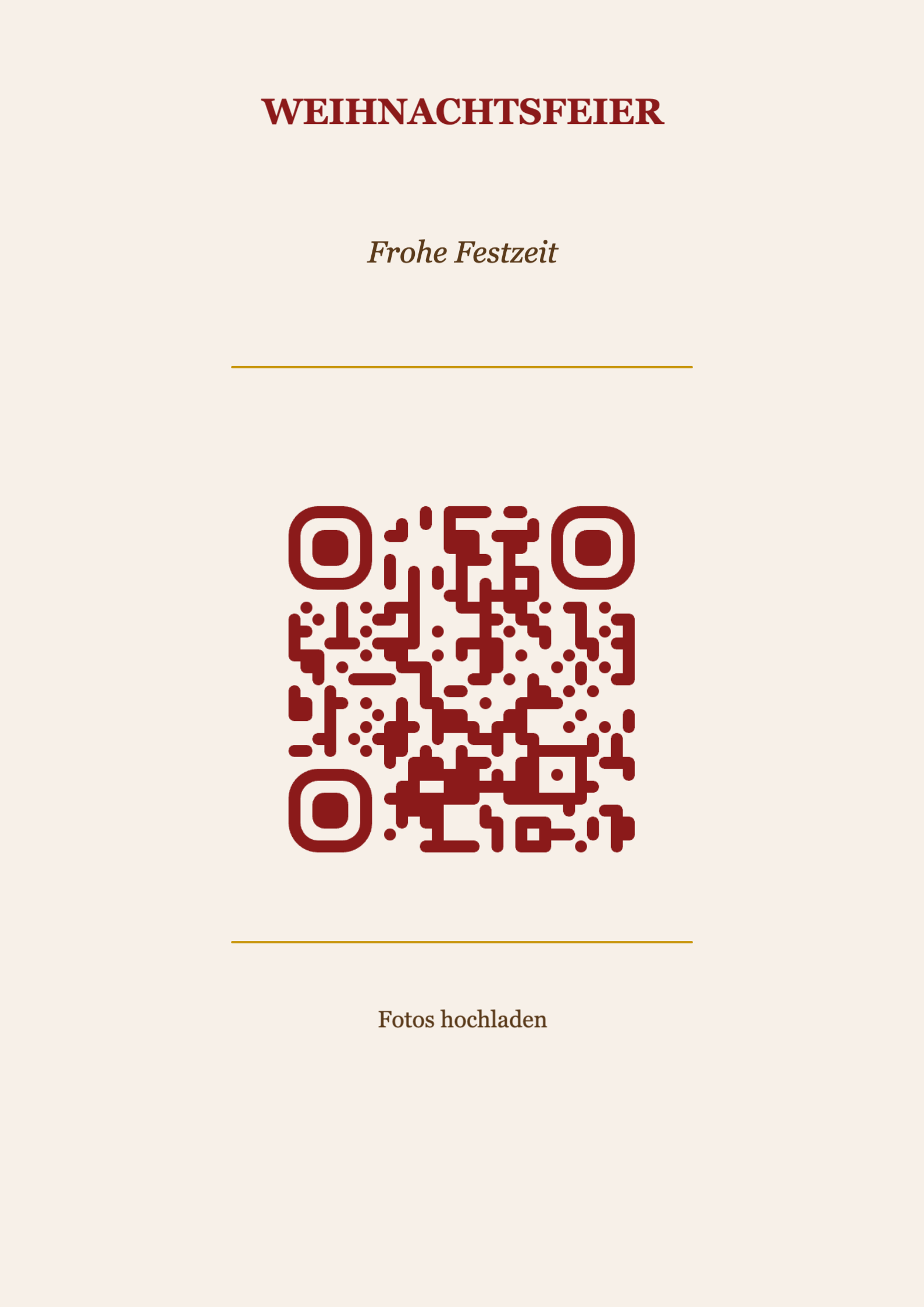 Weihnachten QR-Code Tischkarte Vorlage – Klassisch A4 Hochformat