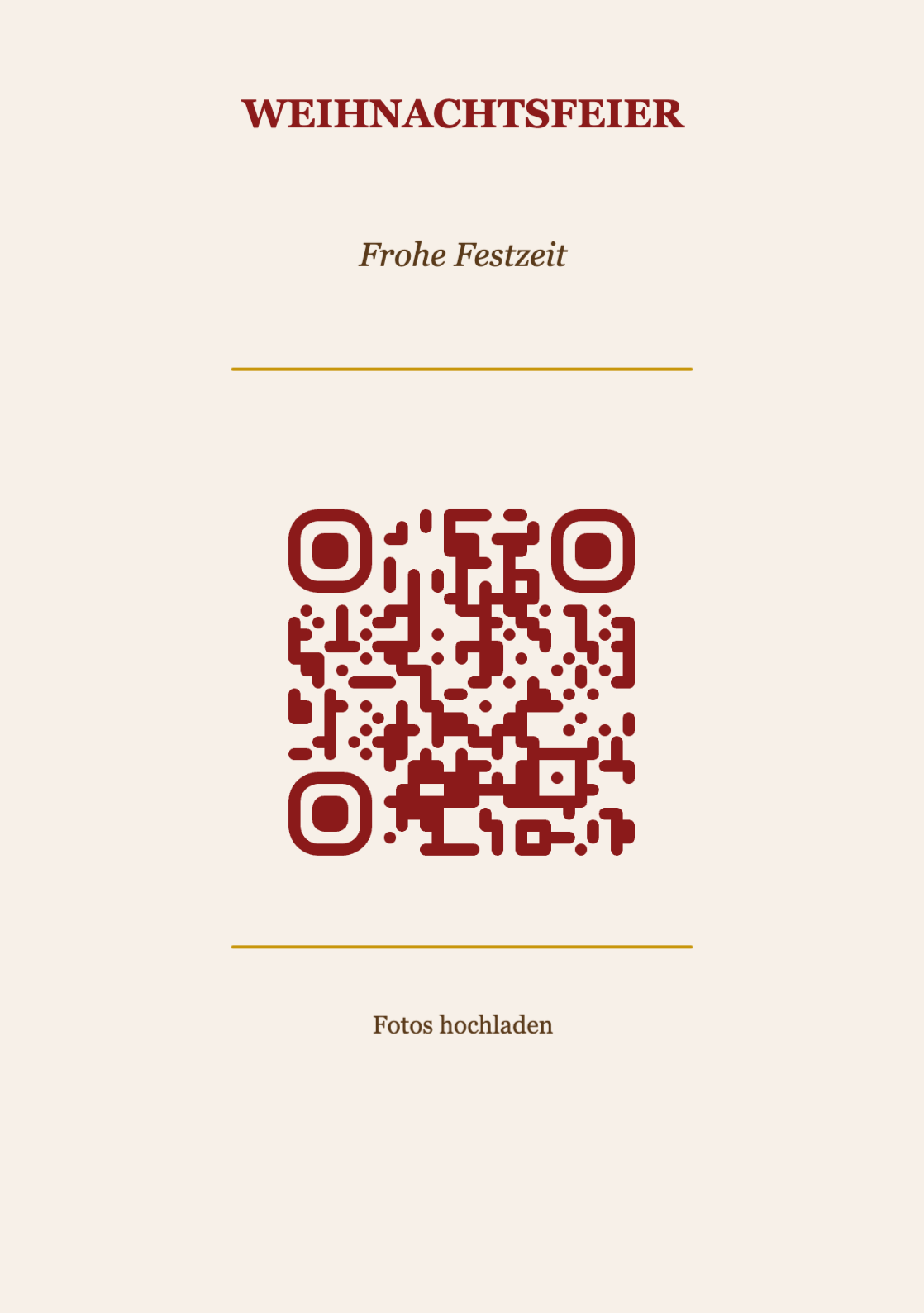 Weihnachten QR-Code Tischkarte Vorlage – Klassisch A5 Hochformat