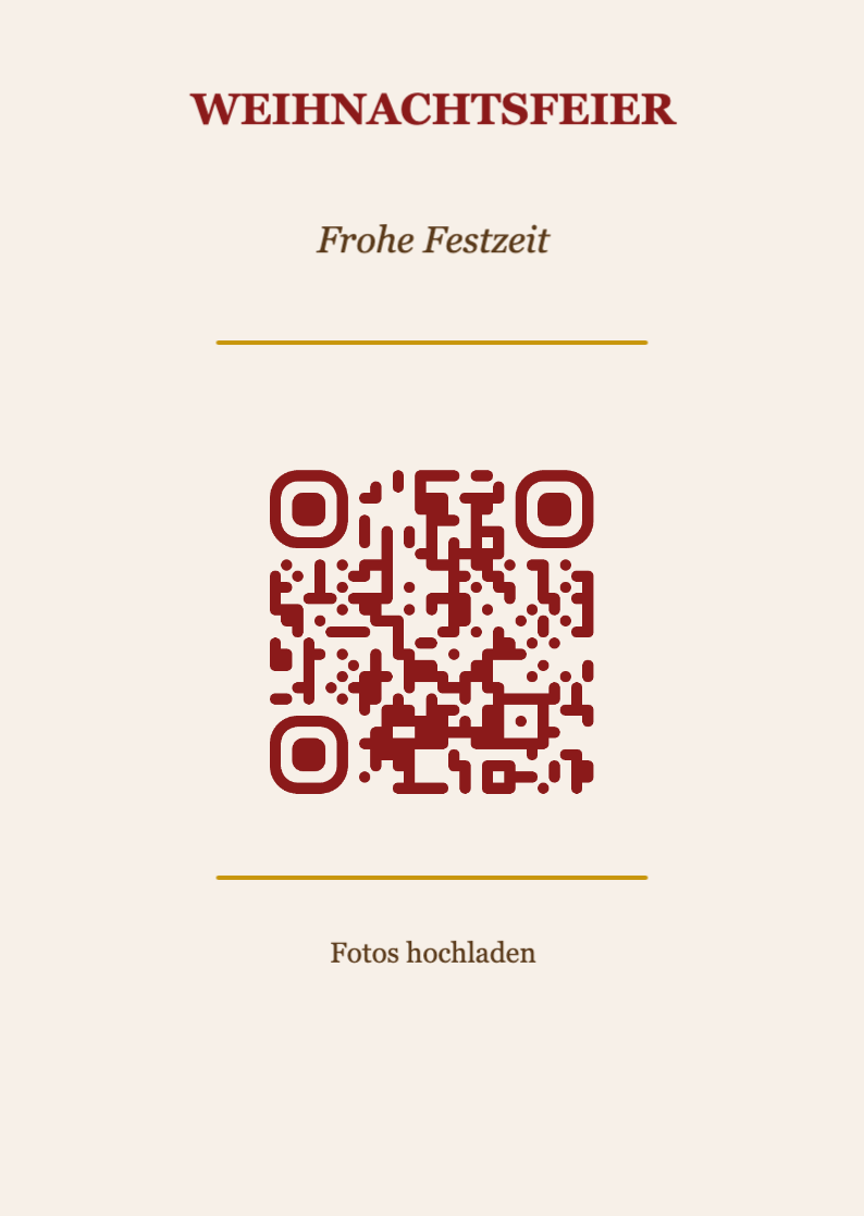 Weihnachten QR-Code Tischkarte Vorlage – Klassisch A6 Hochformat