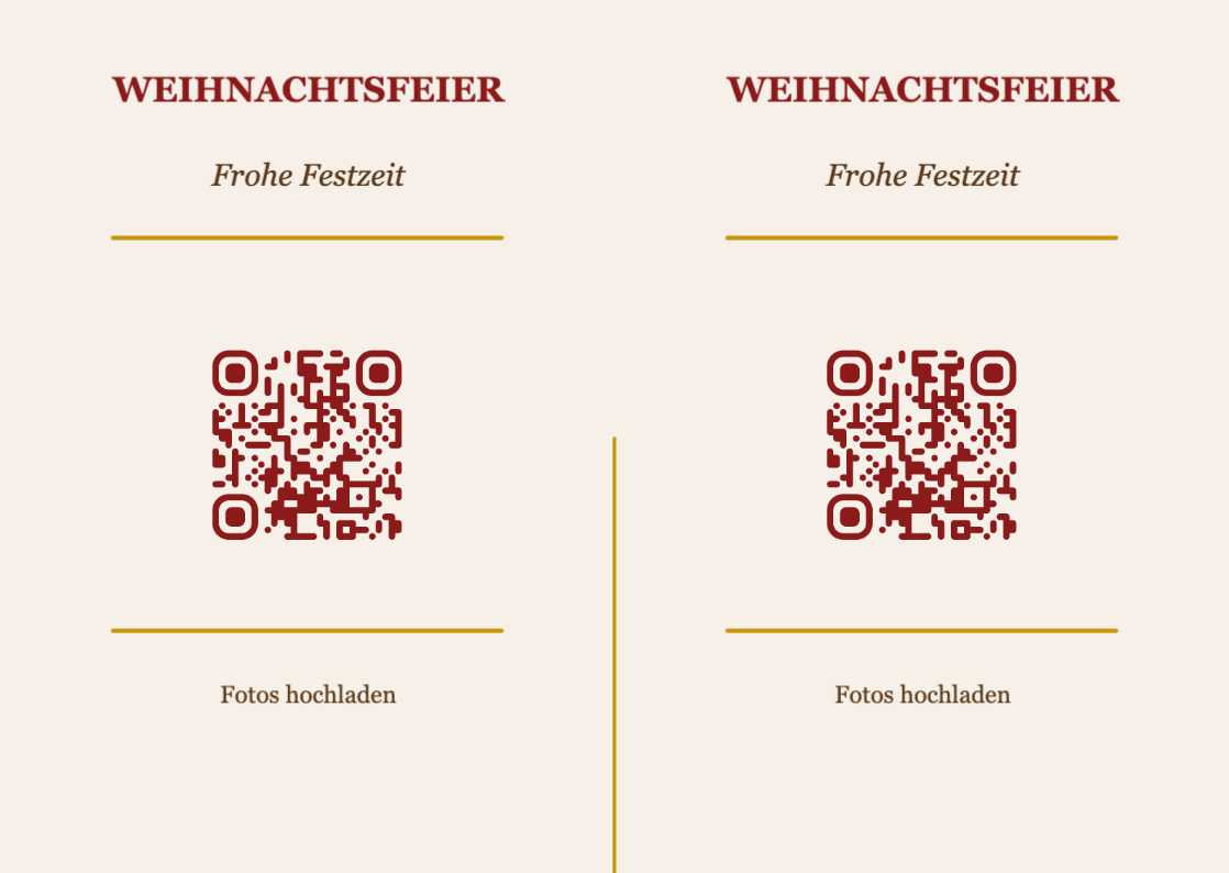 Weihnachten QR-Code Tischkarte Vorlage – Klassisch A6 Querformat