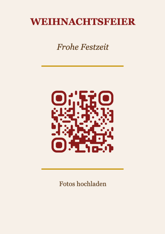 Weihnachten QR-Code Tischkarte Vorlage – Klassisch A7 Hochformat