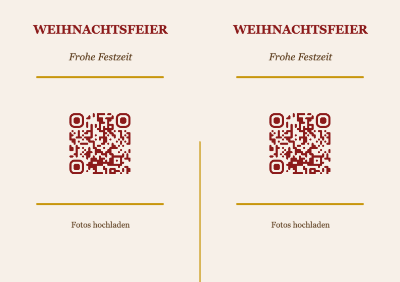 Weihnachten QR-Code Tischkarte Vorlage – Klassisch A7 Querformat