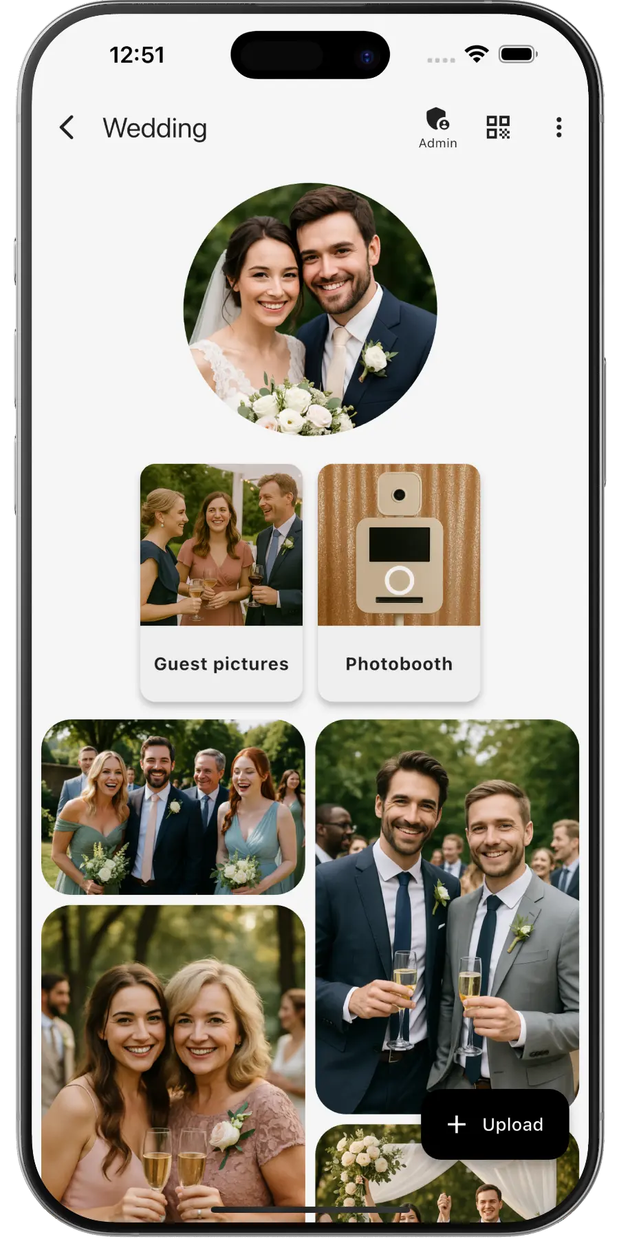 Guests scan QR code at wedding