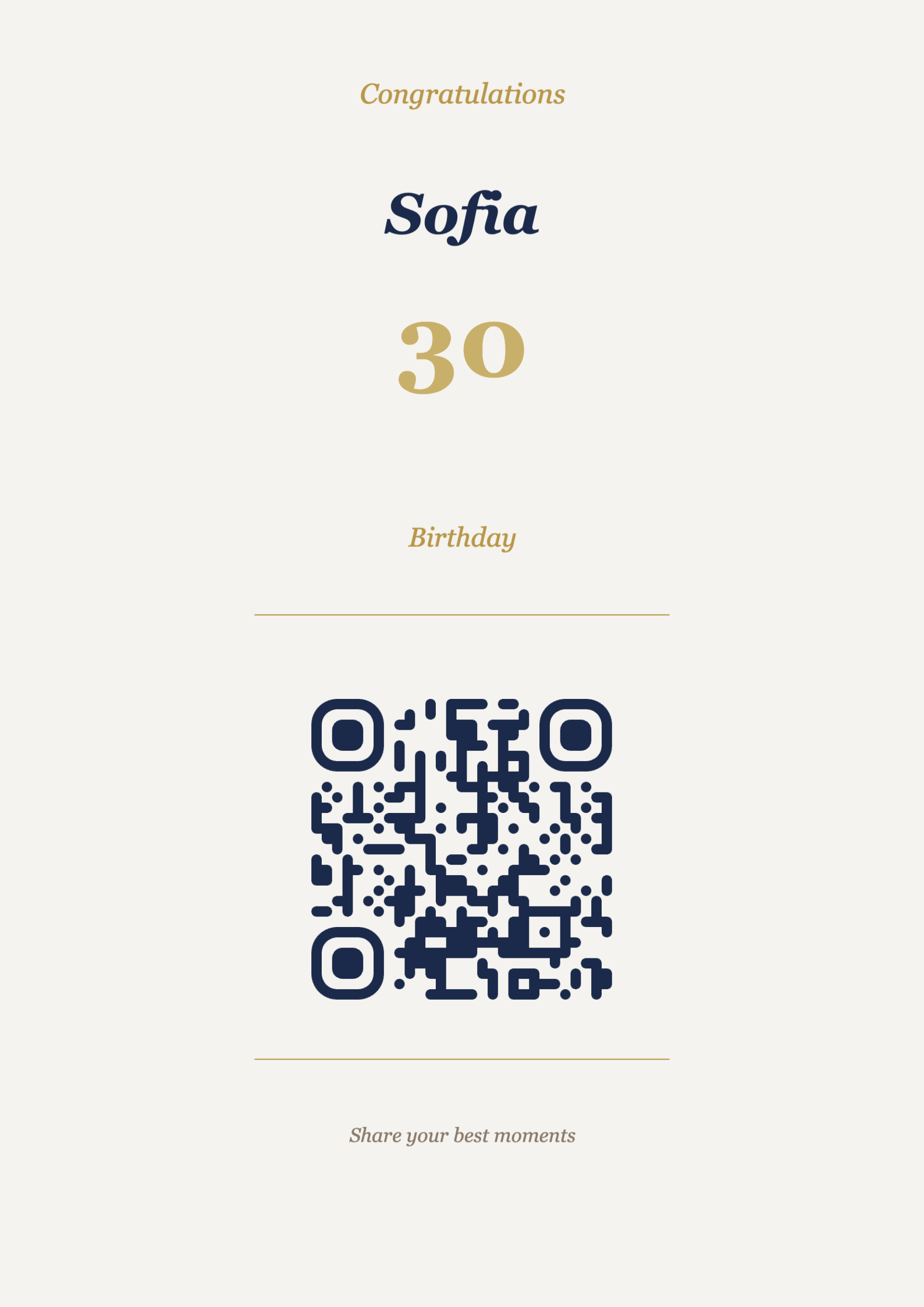 Birthday QR Code Display Template – Elegant A4 Portrait