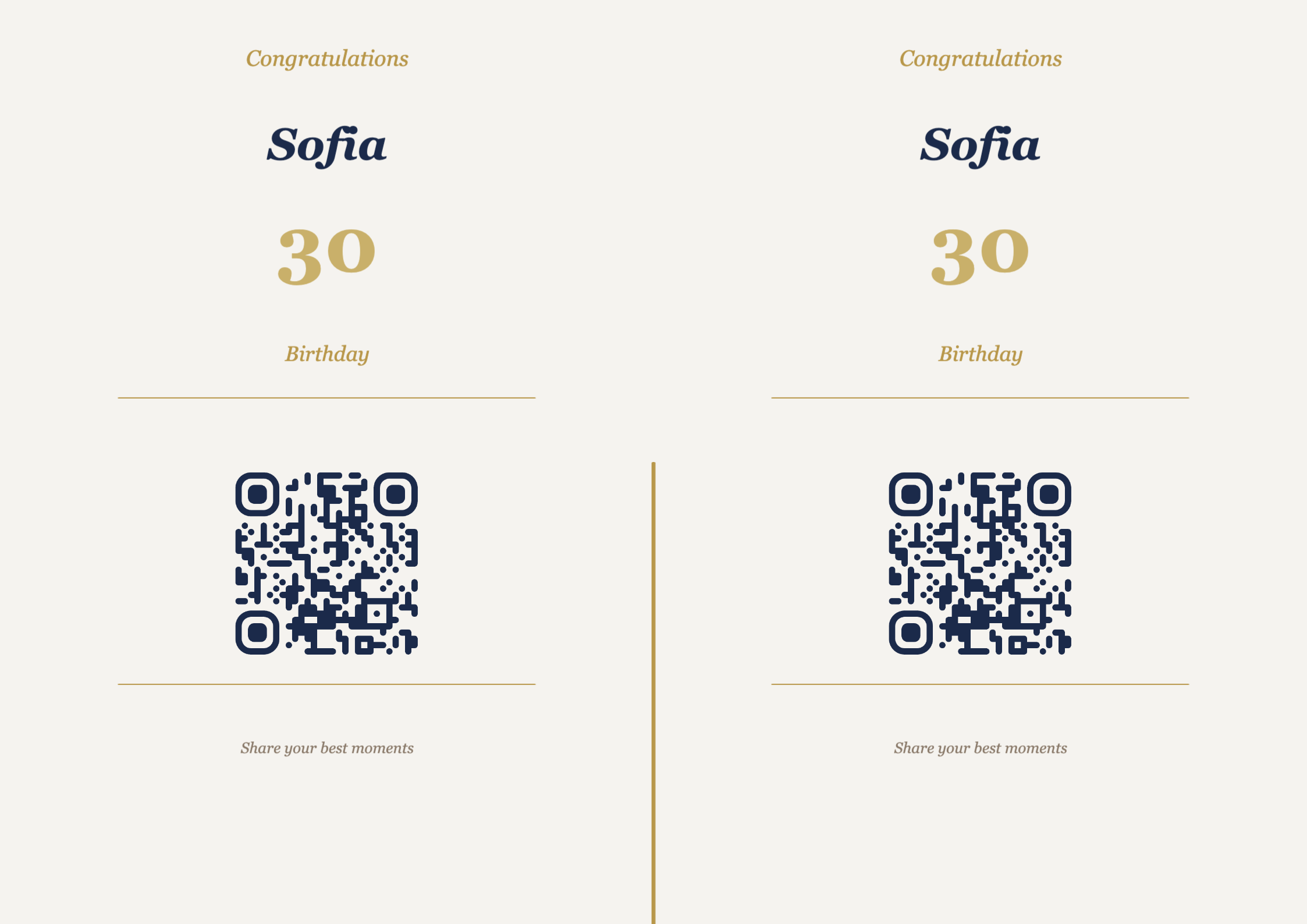 Birthday QR Code Display Template – Elegant A4 Landscape