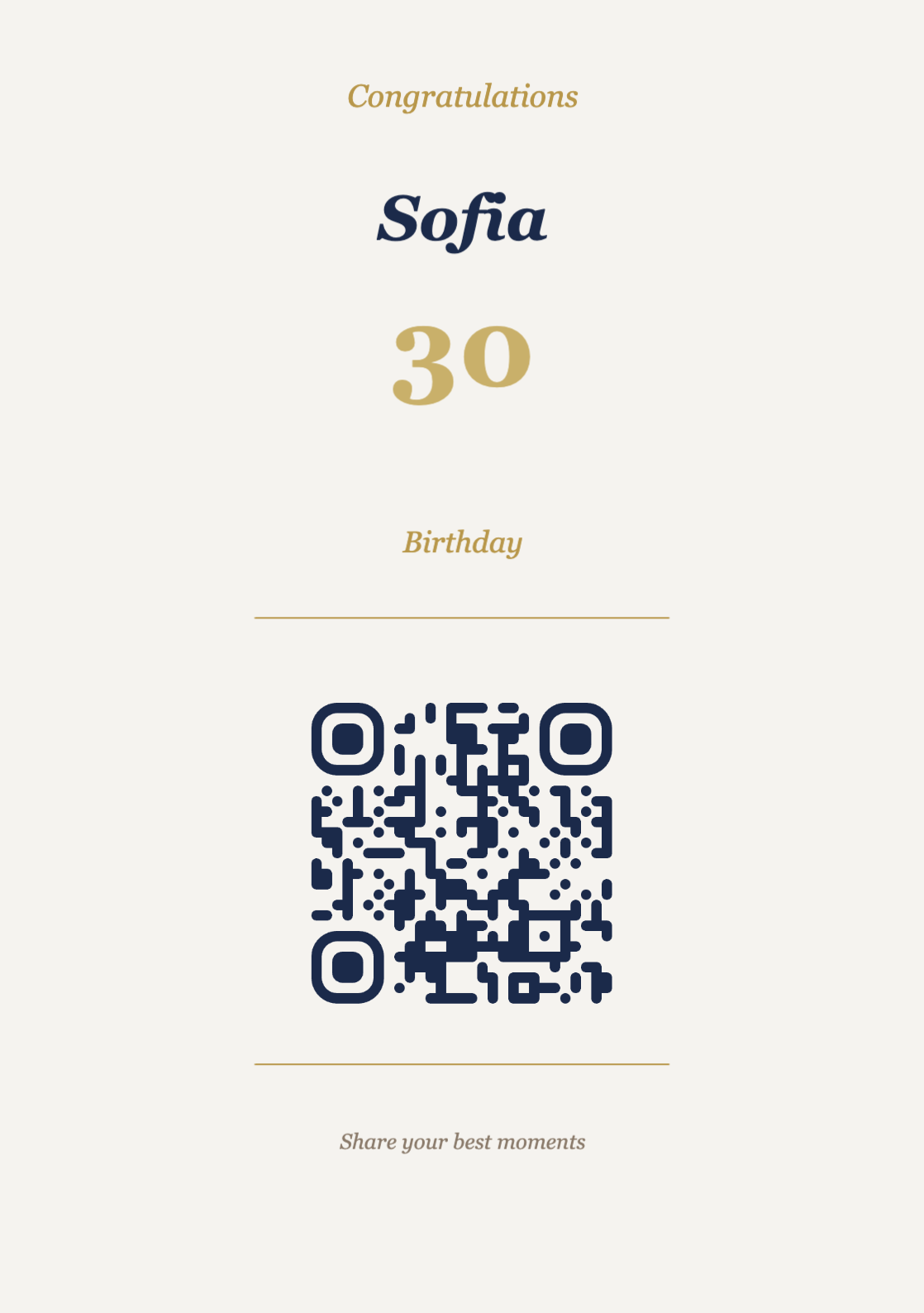 Birthday QR Code Display Template – Elegant A5 Portrait