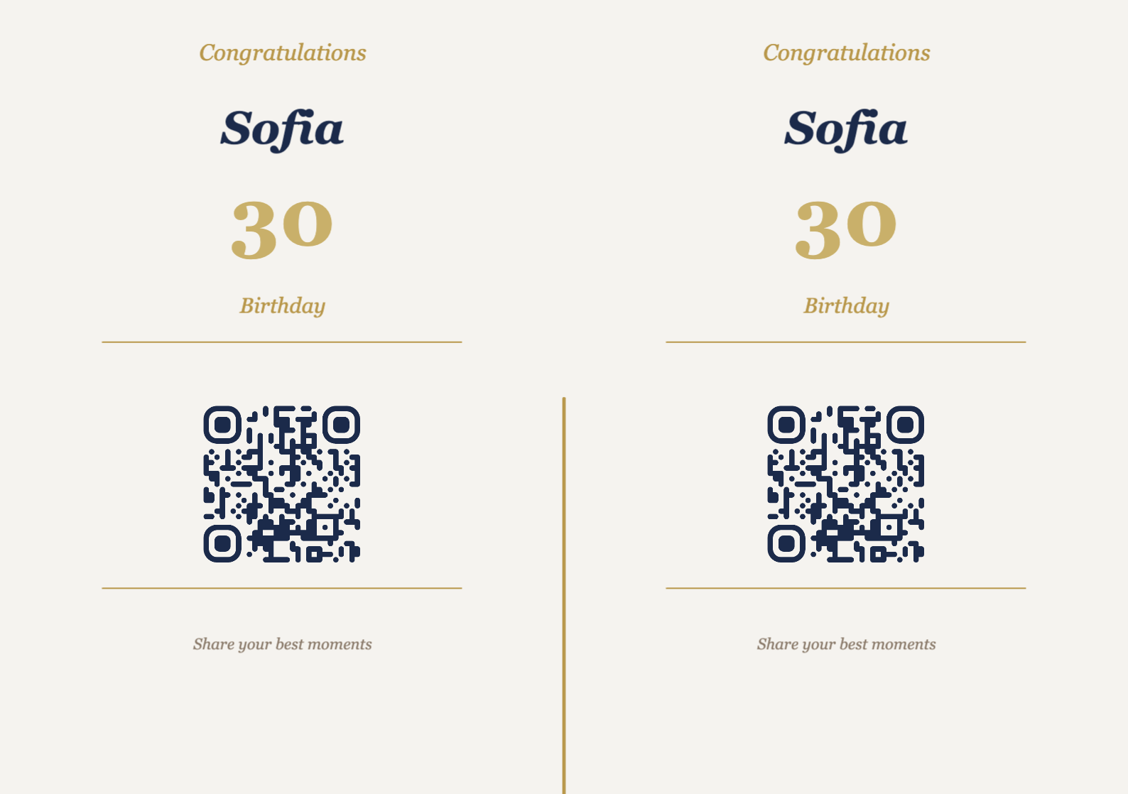 Birthday QR Code Display Template – Elegant A5 Landscape