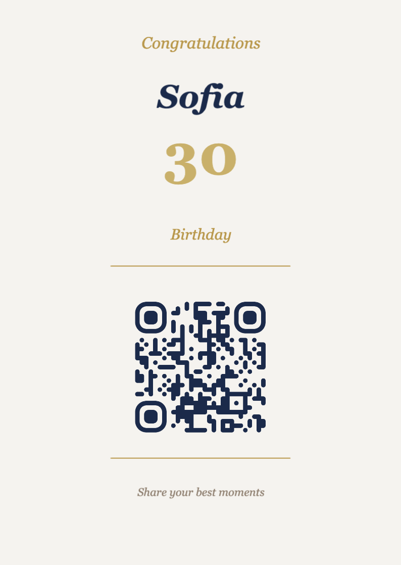 Birthday QR Code Display Template – Elegant A6 Portrait
