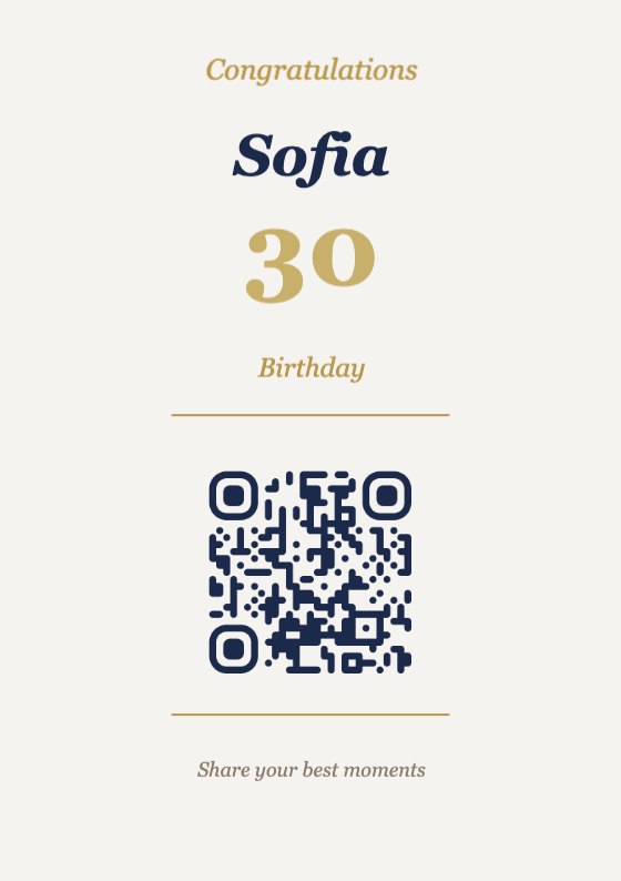 Birthday QR Code Display Template – Elegant A7 Portrait