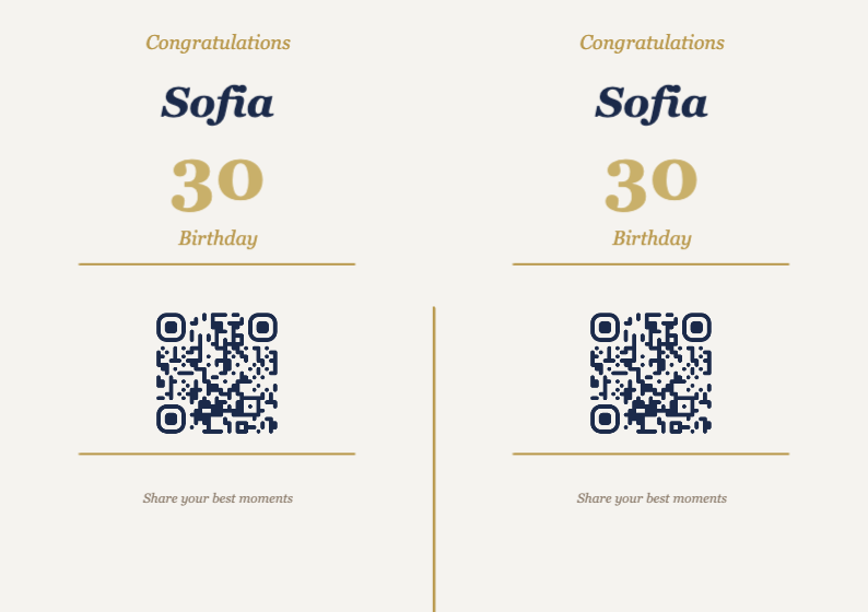Birthday QR Code Display Template – Elegant A7 Landscape