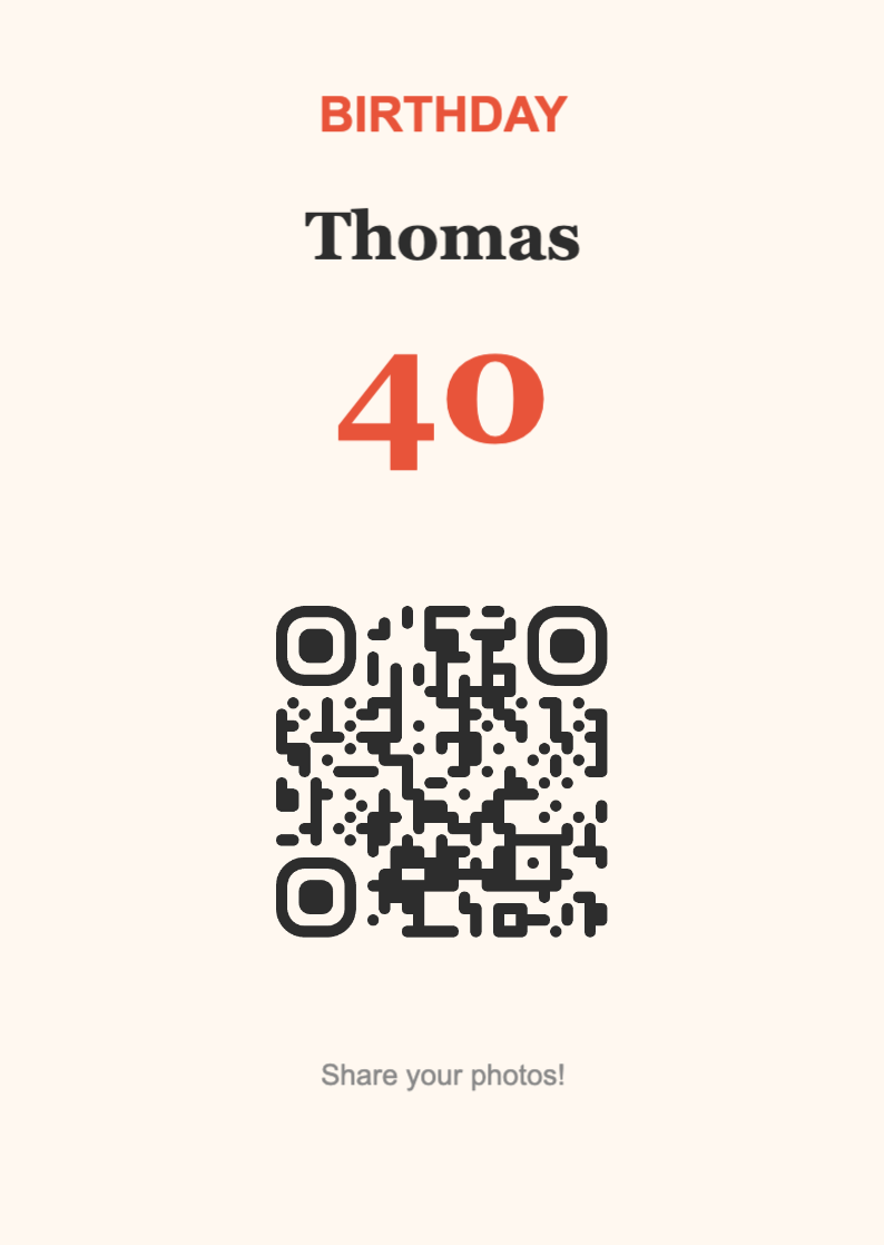 Birthday QR Code Display Template – Festive A6 Portrait