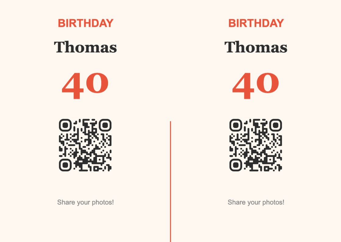 Birthday QR Code Display Template – Festive A6 Landscape