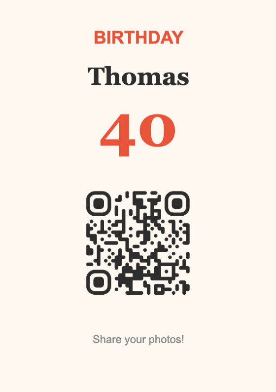 Birthday QR Code Display Template – Festive A7 Portrait