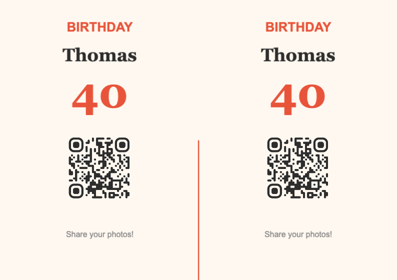 Birthday QR Code Display Template – Festive A7 Landscape