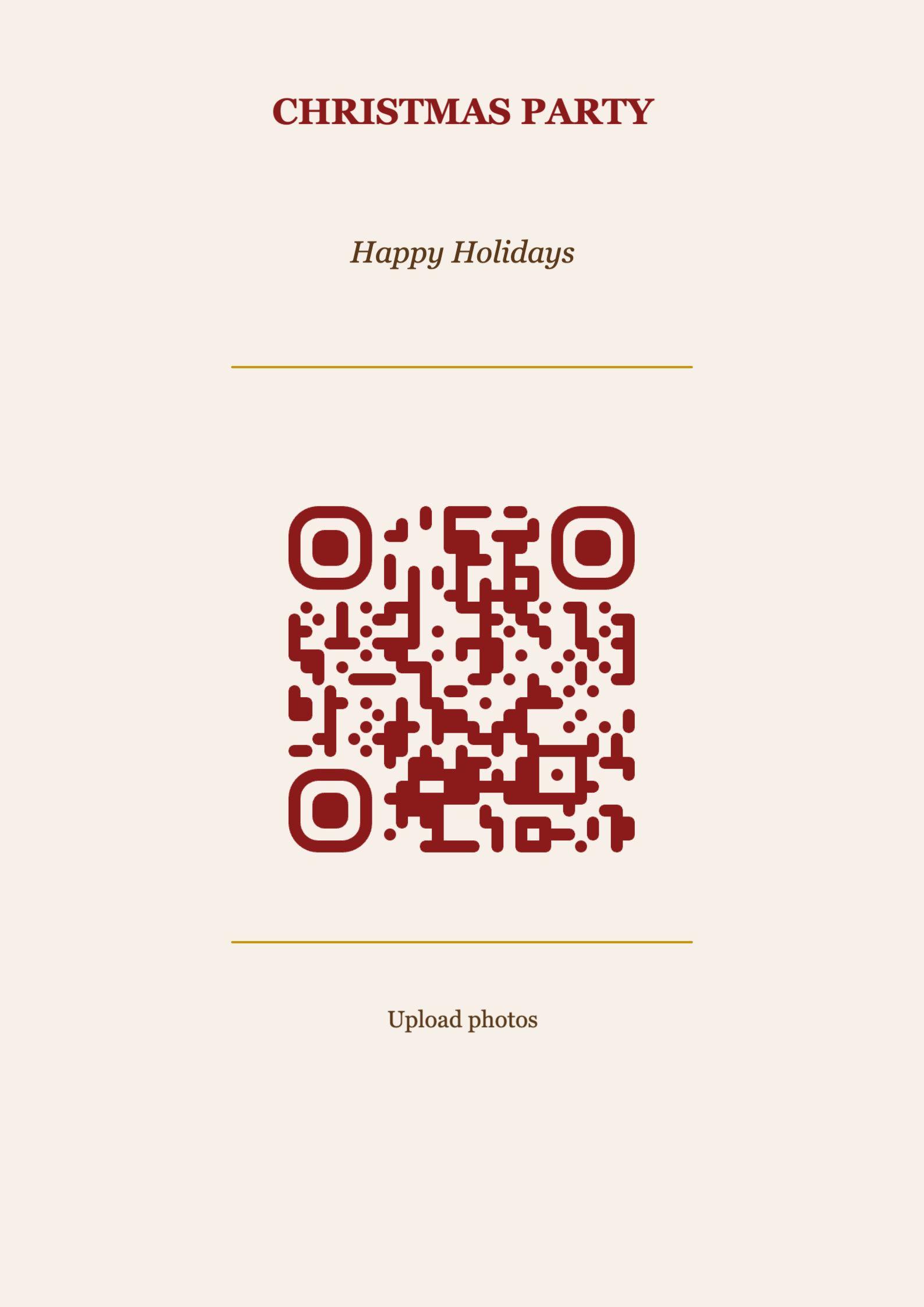 Christmas QR Code Table Card Template – Classic A4 Portrait