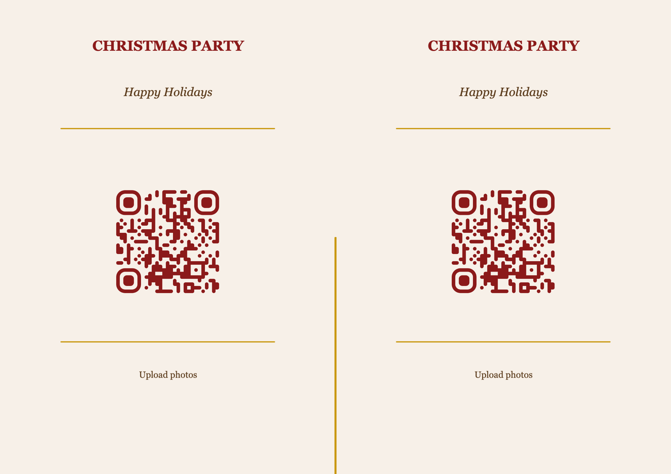Christmas QR Code Table Card Template – Classic A4 Landscape