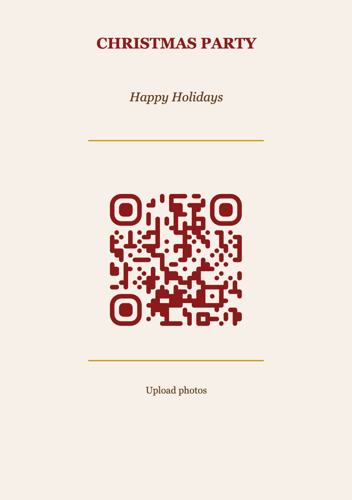 Christmas QR Code Table Card Template – Classic A5 Portrait