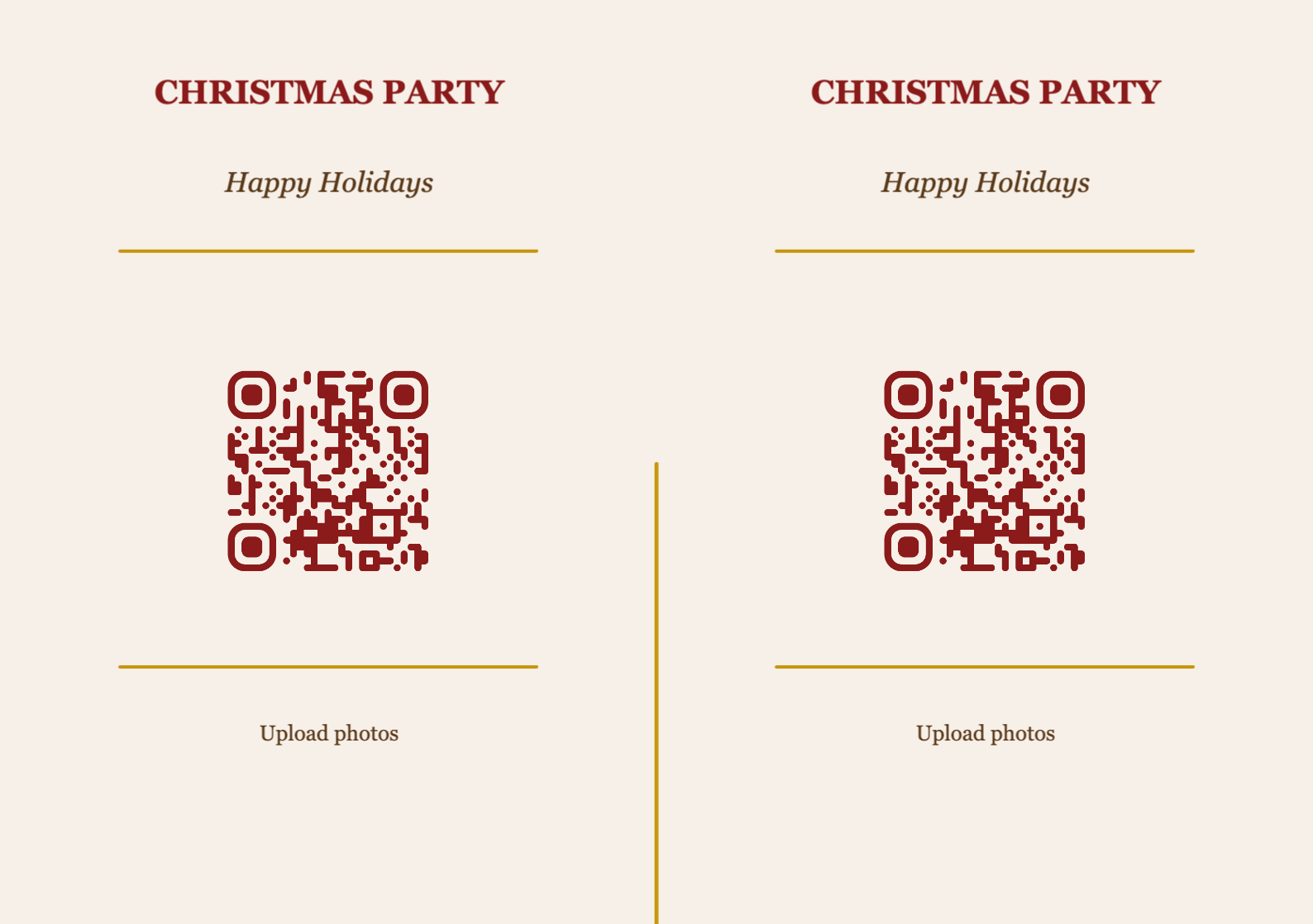Christmas QR Code Table Card Template – Classic A5 Landscape