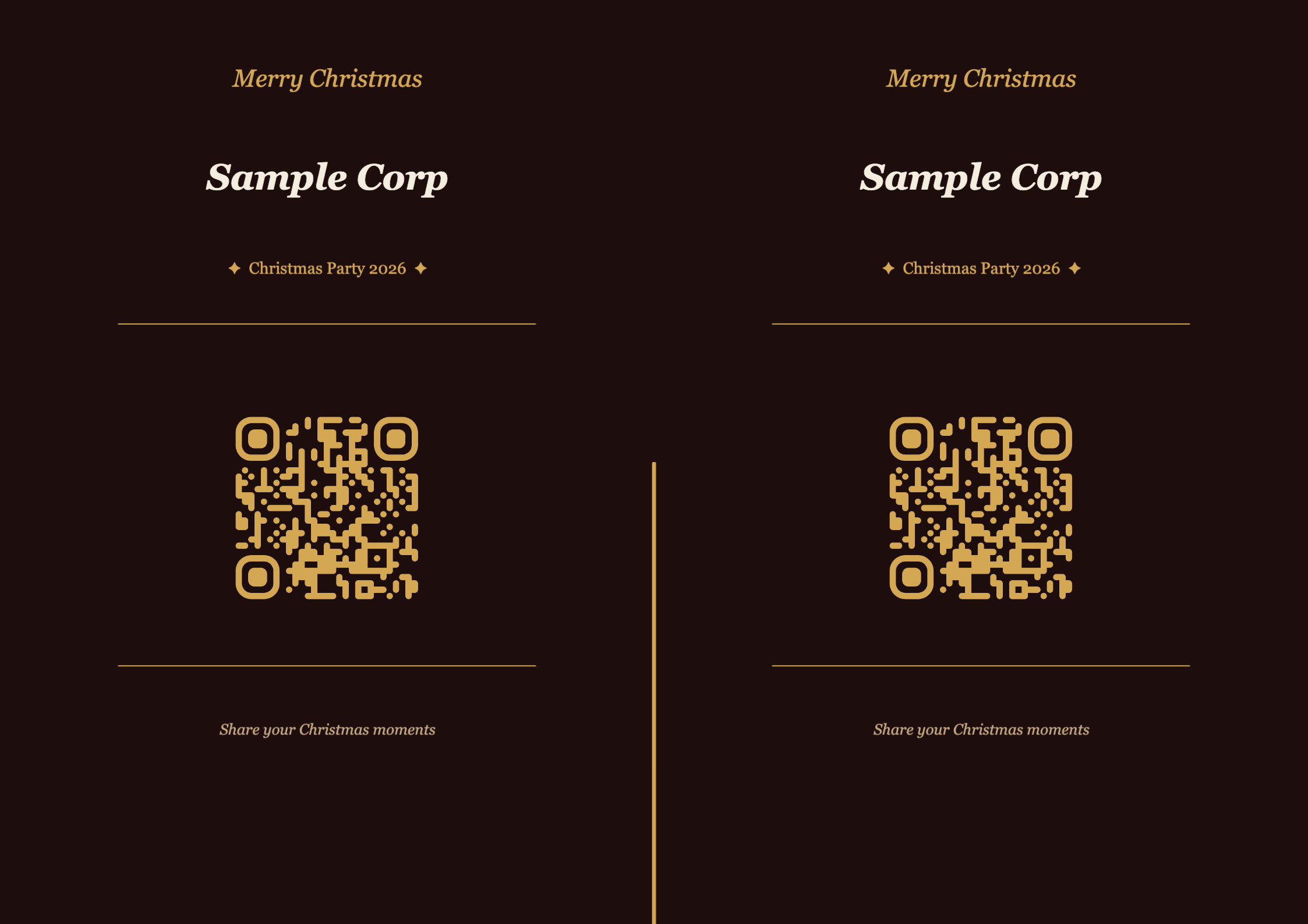 Christmas QR Code Table Card Template – Elegant A4 Landscape