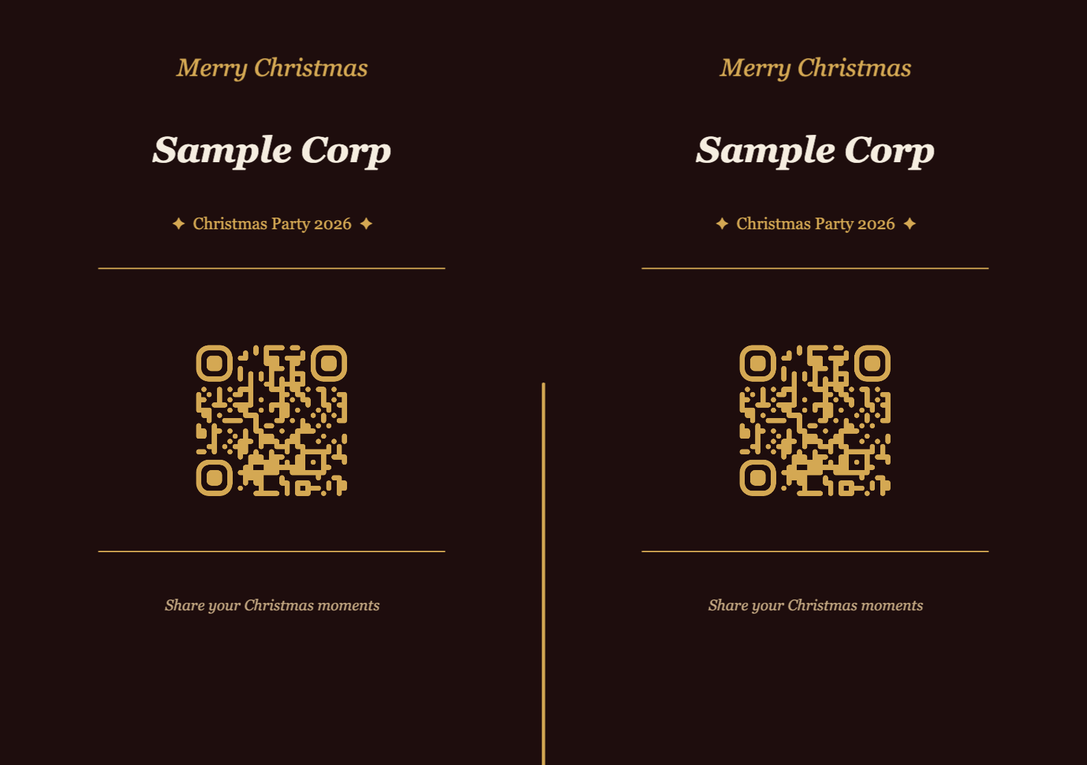 Christmas QR Code Table Card Template – Elegant A5 Landscape