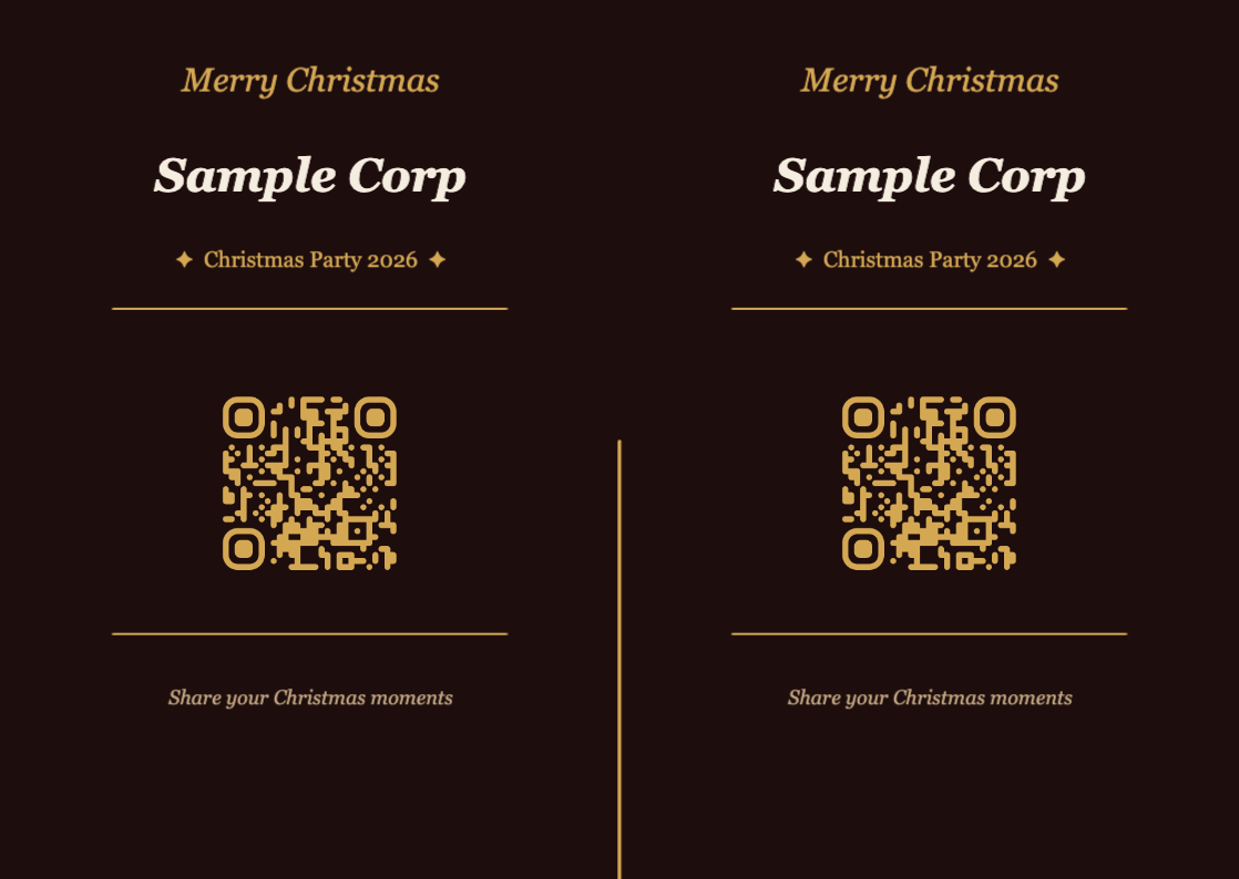 Christmas QR Code Table Card Template – Elegant A6 Landscape