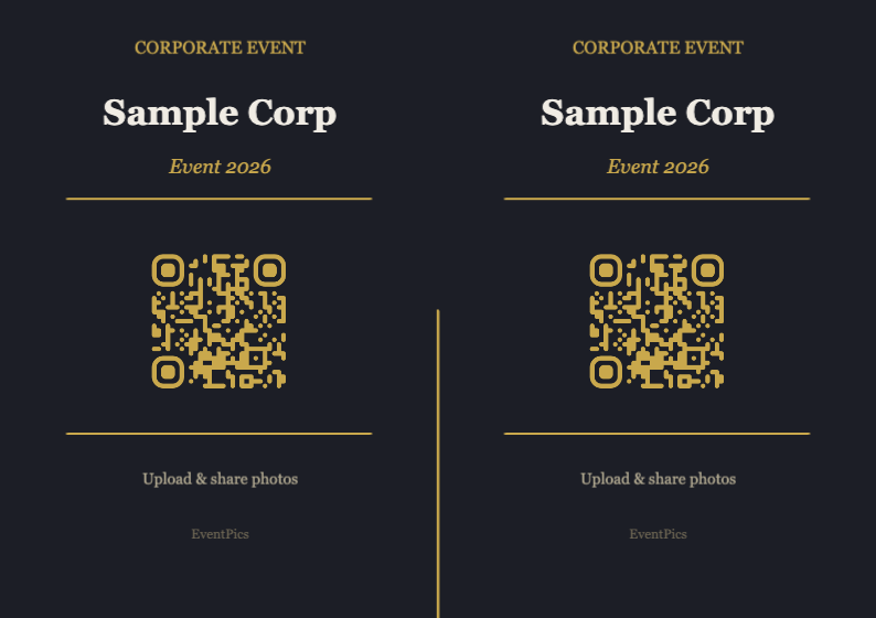 Corporate QR Code Display Template – Modern A7 Landscape
