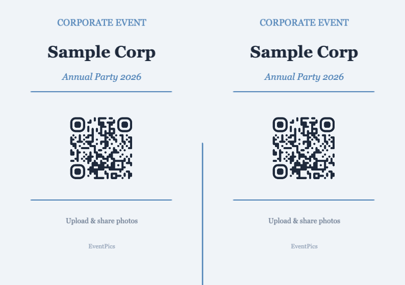 Corporate QR Code Display Template – Professional A7 Landscape