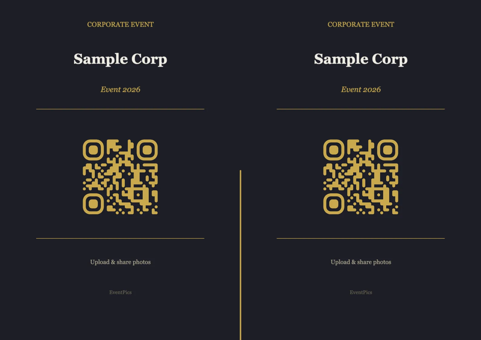 Corporate QR code table sign template, Modern A4 landscape for folding