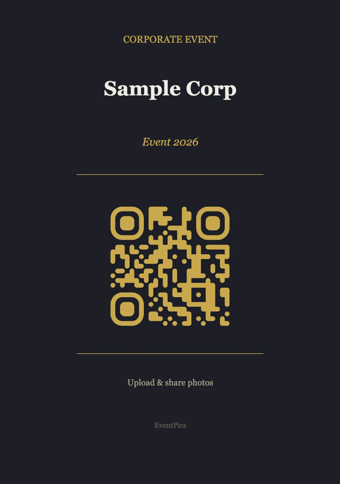 Company party print template with a QR code for the shared photo album