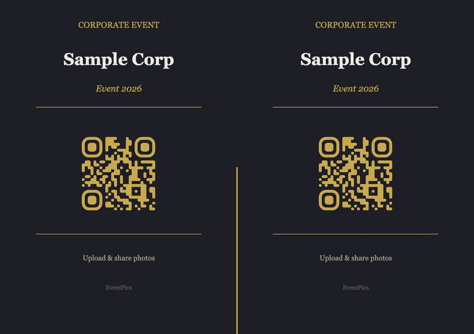 Corporate QR code table sign template, Modern A5 landscape for folding