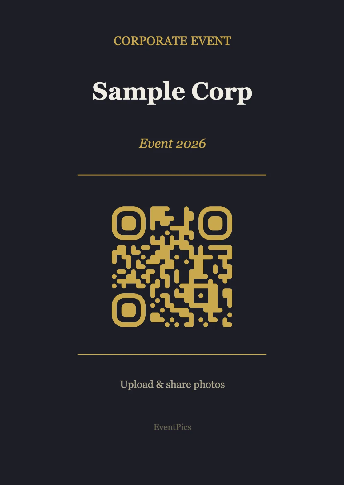 Corporate QR code table sign template, Modern A6 portrait