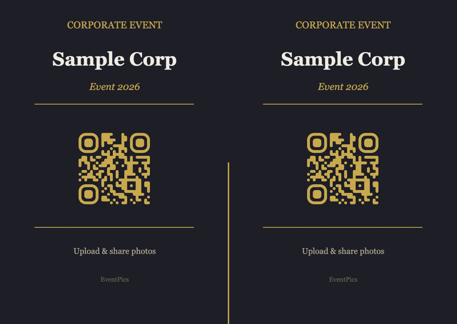 Corporate QR code table sign template, Modern A6 landscape for folding