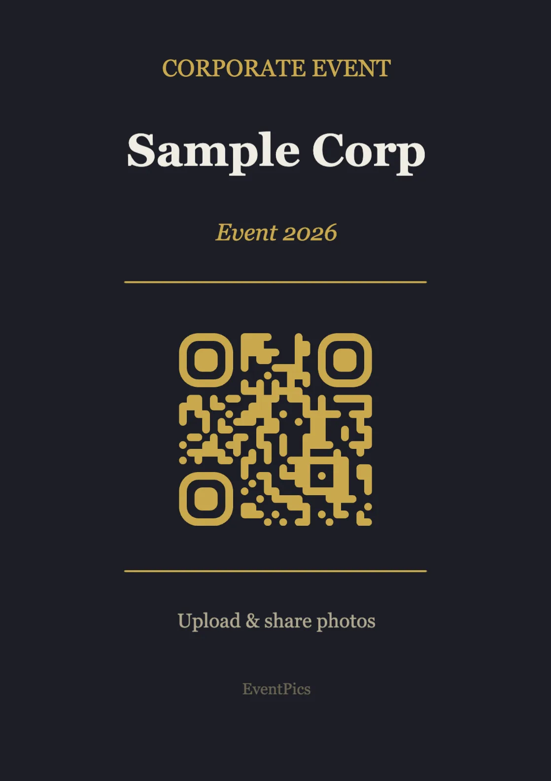 Corporate QR code table sign template, Modern A7 portrait