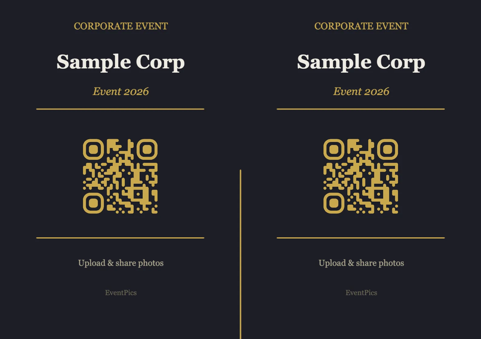 Corporate QR code table sign template, Modern A7 landscape for folding