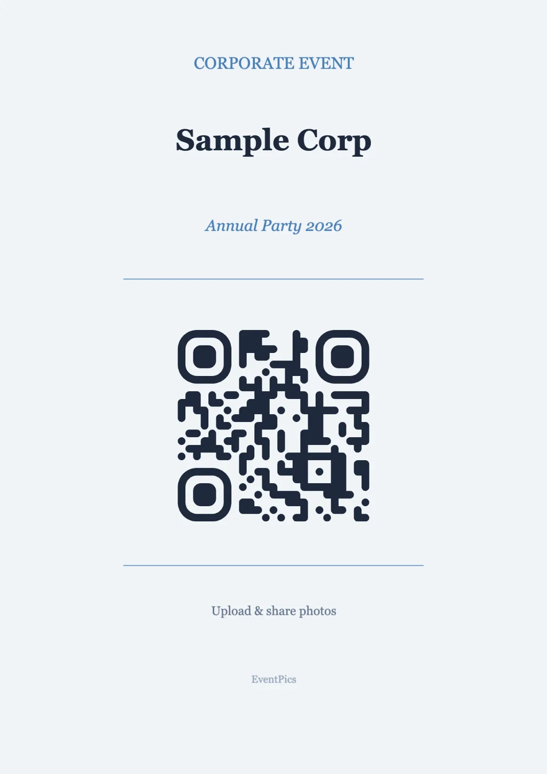 Corporate QR code table sign template, Professional A4 portrait