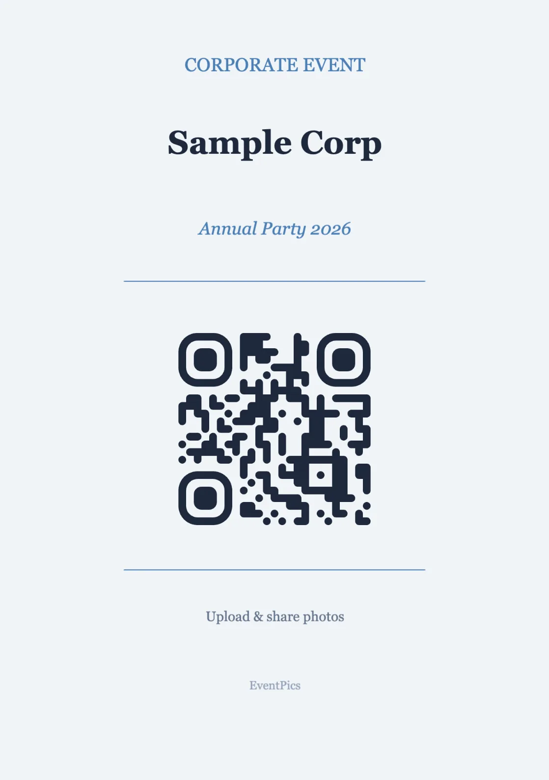 Corporate QR code table sign template, Professional A5 portrait