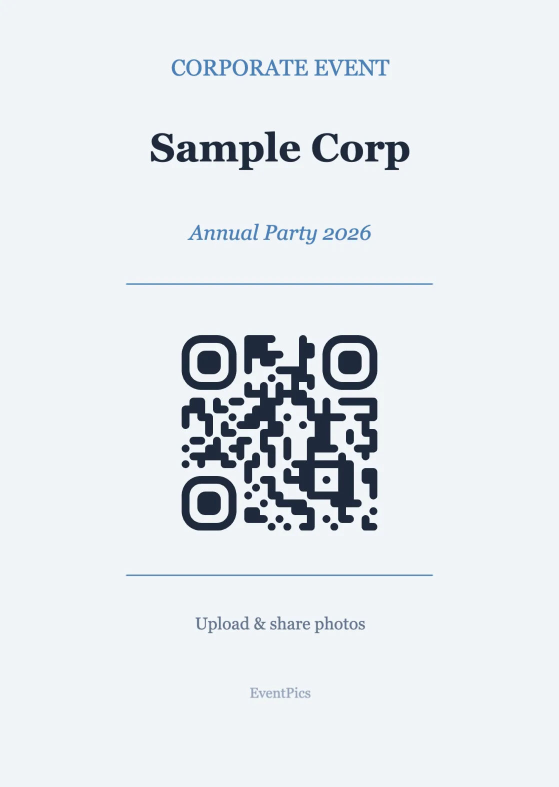 Corporate QR code table sign template, Professional A6 portrait